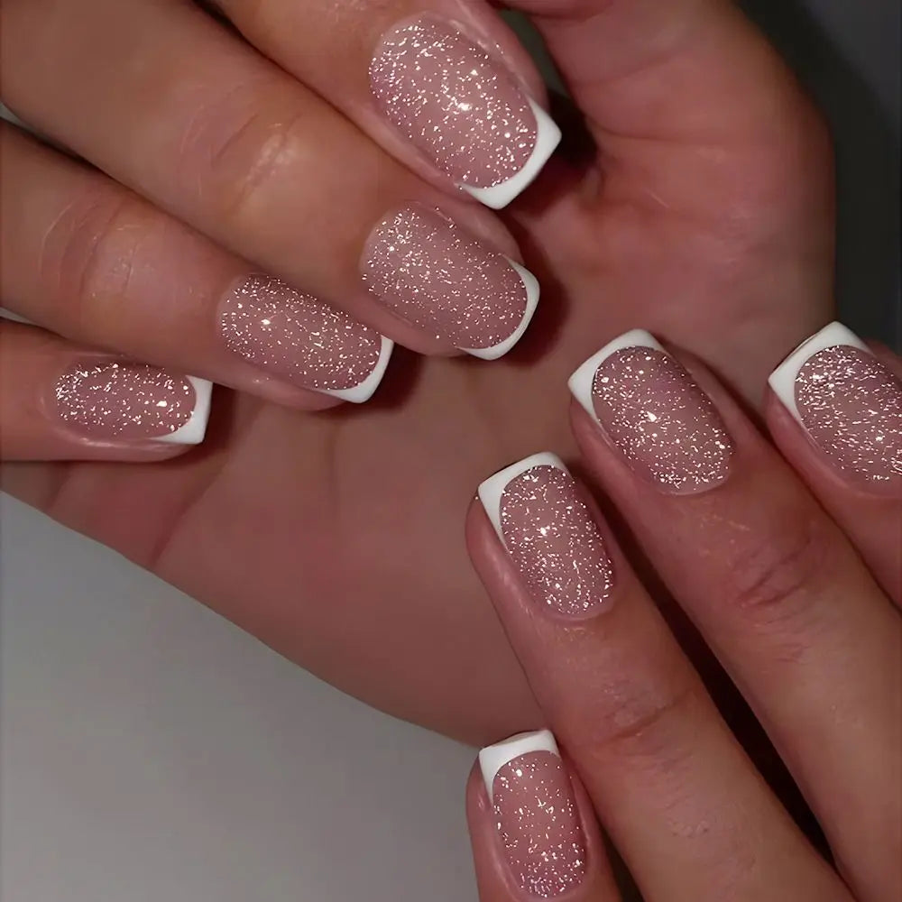 24 Long French Nails | Dark Star Moon Almond Stiletto Ballerina False Nails | Press on Nails
