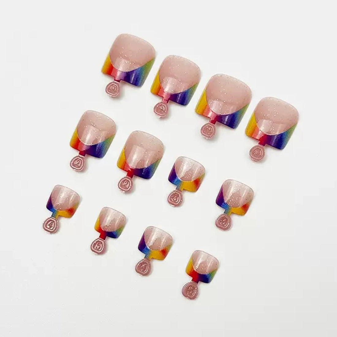 24Pcs classy nude nails | Toenails |Summer Colorful French Tip Press On Toe Nails