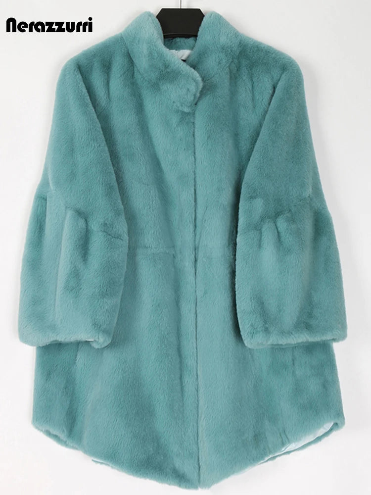 Loose Fit Fluffy Jacket with Flare Sleeve | winter women clothes