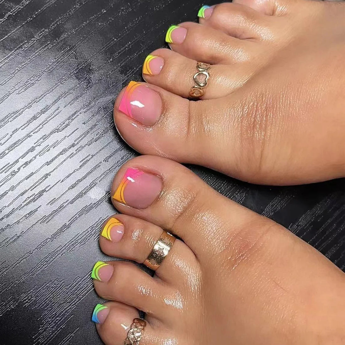 Summer Gradient toenails | Wearable  Short Square Foot Nails Full Cover