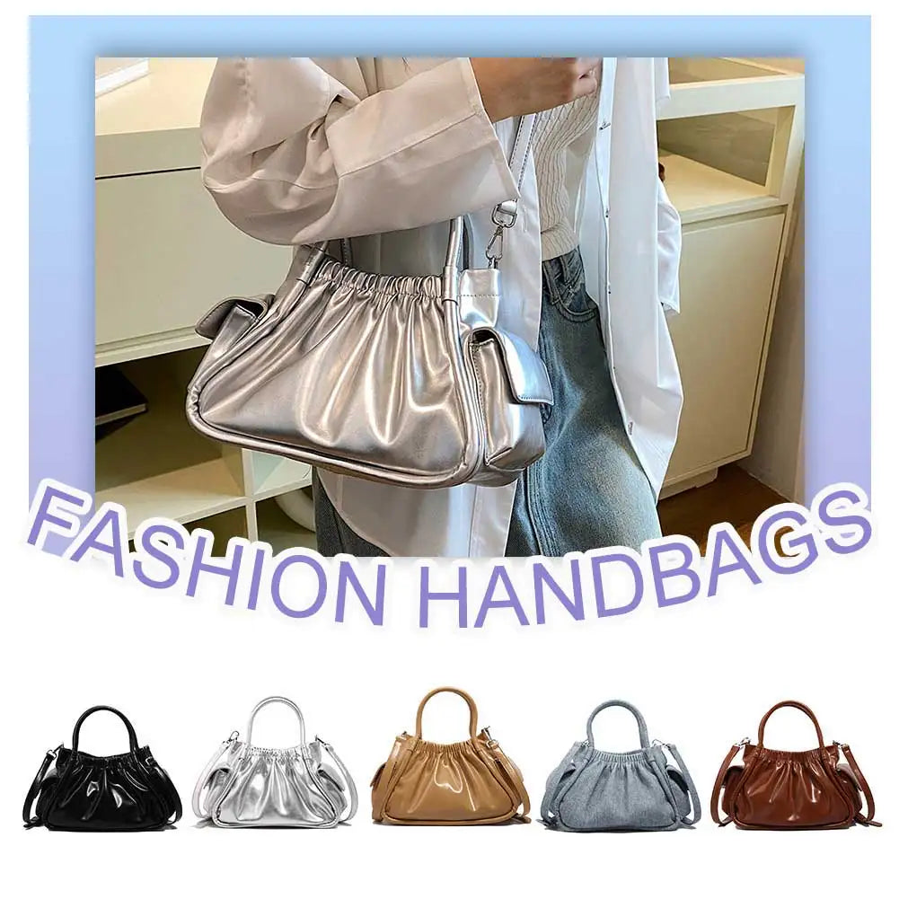 Women Casual Tote Bags | Handbag Adjustable Strap Small Ruched Tote Bag