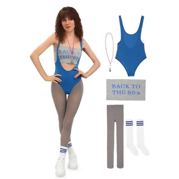80s Dress Up Womens | Retro 80s Workout Outfit with Tight Pants Striped Socks
