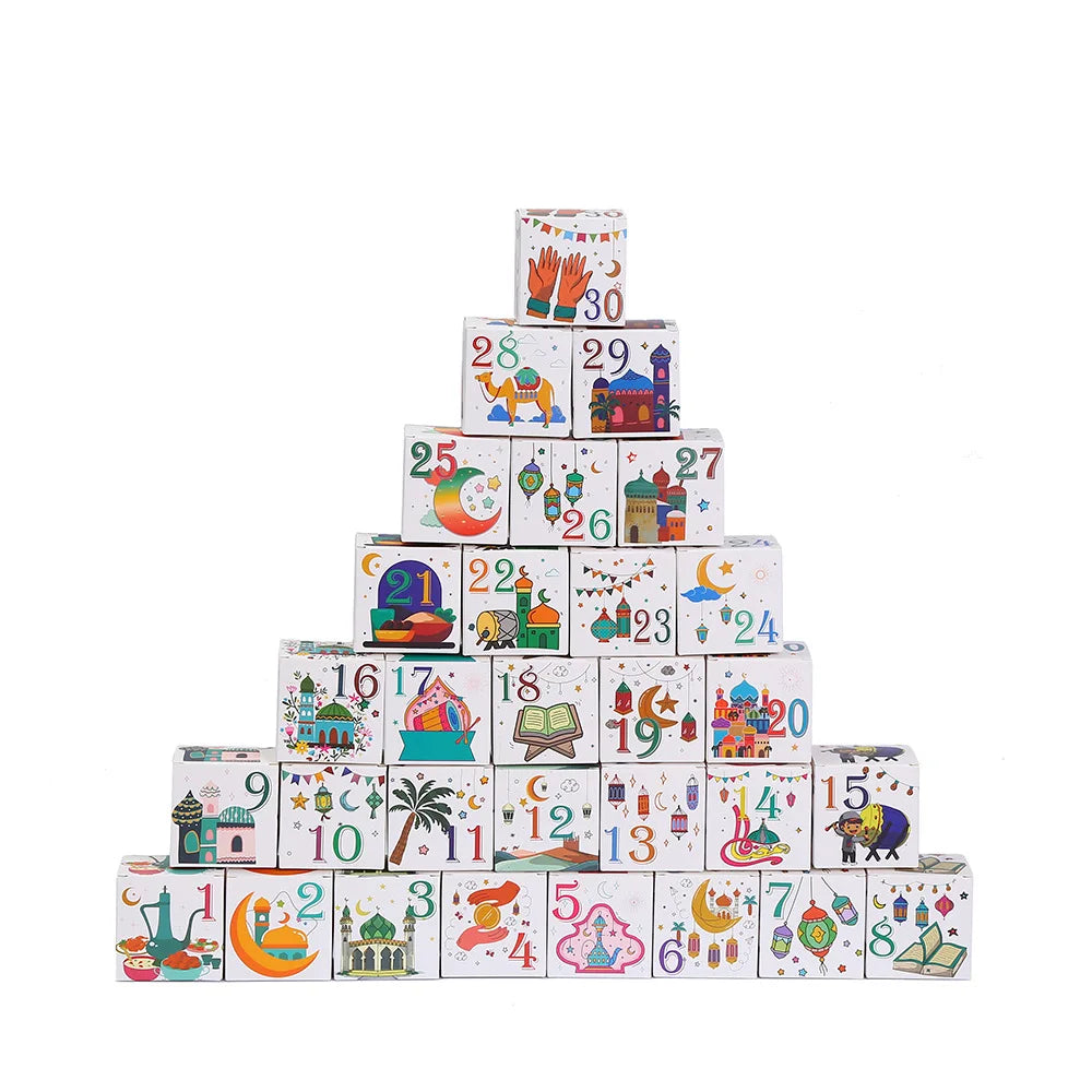 30Pcs ramadan gift box ideas | Muslim Calendar Boxes for Eid Mubarak Party