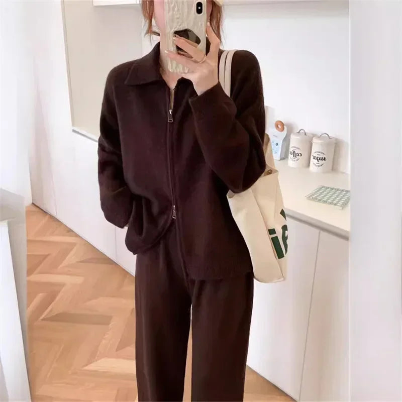 Korean Style Sweater | Autumn and winter leg pants | Two-piece set for women