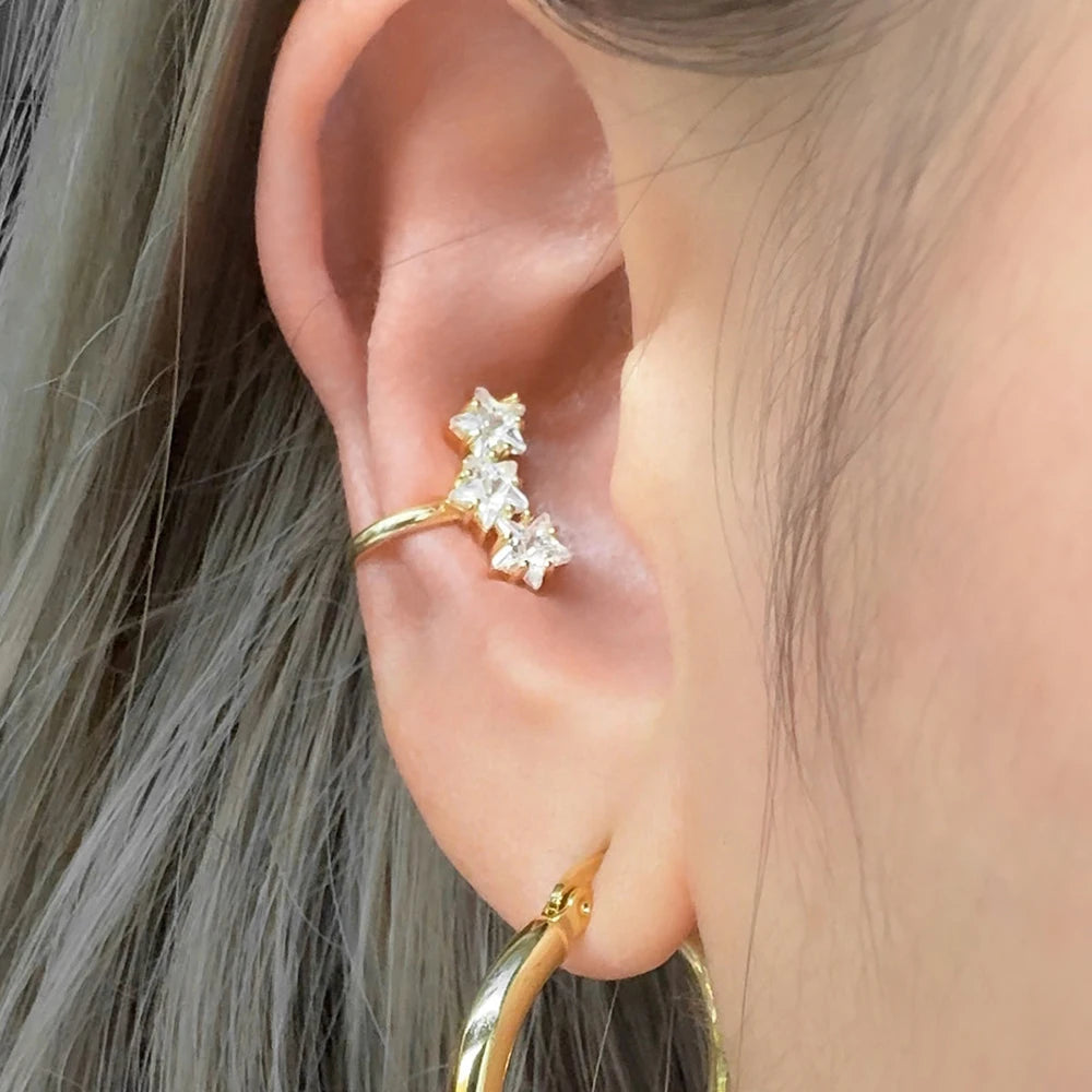 Clip On Earrings | 1PC New Fashion Star CZ Zircon Crystal Clip Earrings for Women