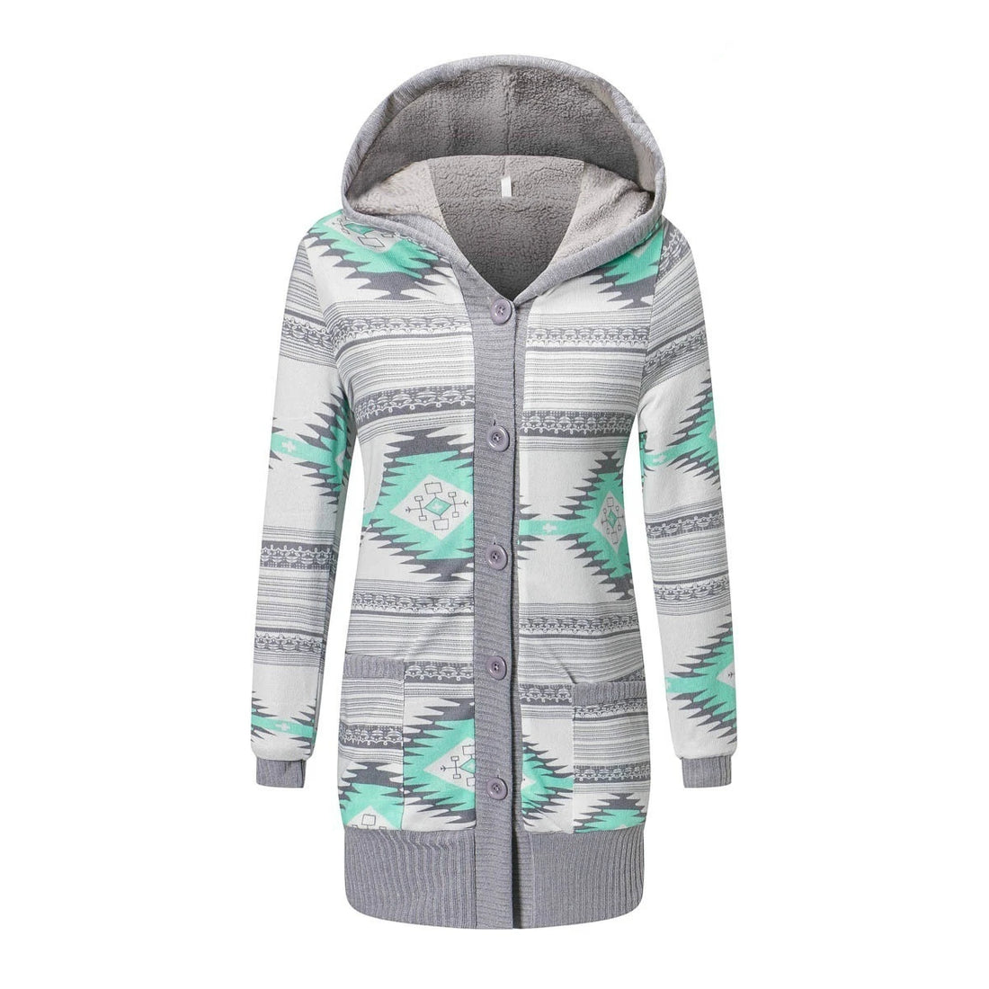 Hooded Sweater For Ladies | Women Cardigan Striped Print Long Sleeve Sweater Coat Buttons Closure