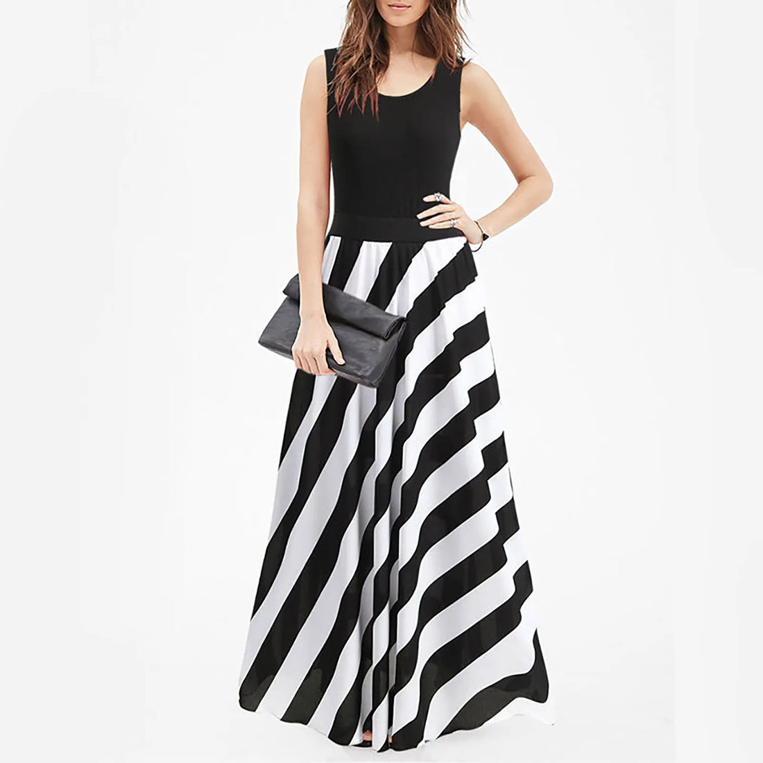 Mini Striped Pleated Dress For Summer Womens Dresses Sleeveless Chiffon Elegant Slimming Waist Backless Long Dresses Vestidos