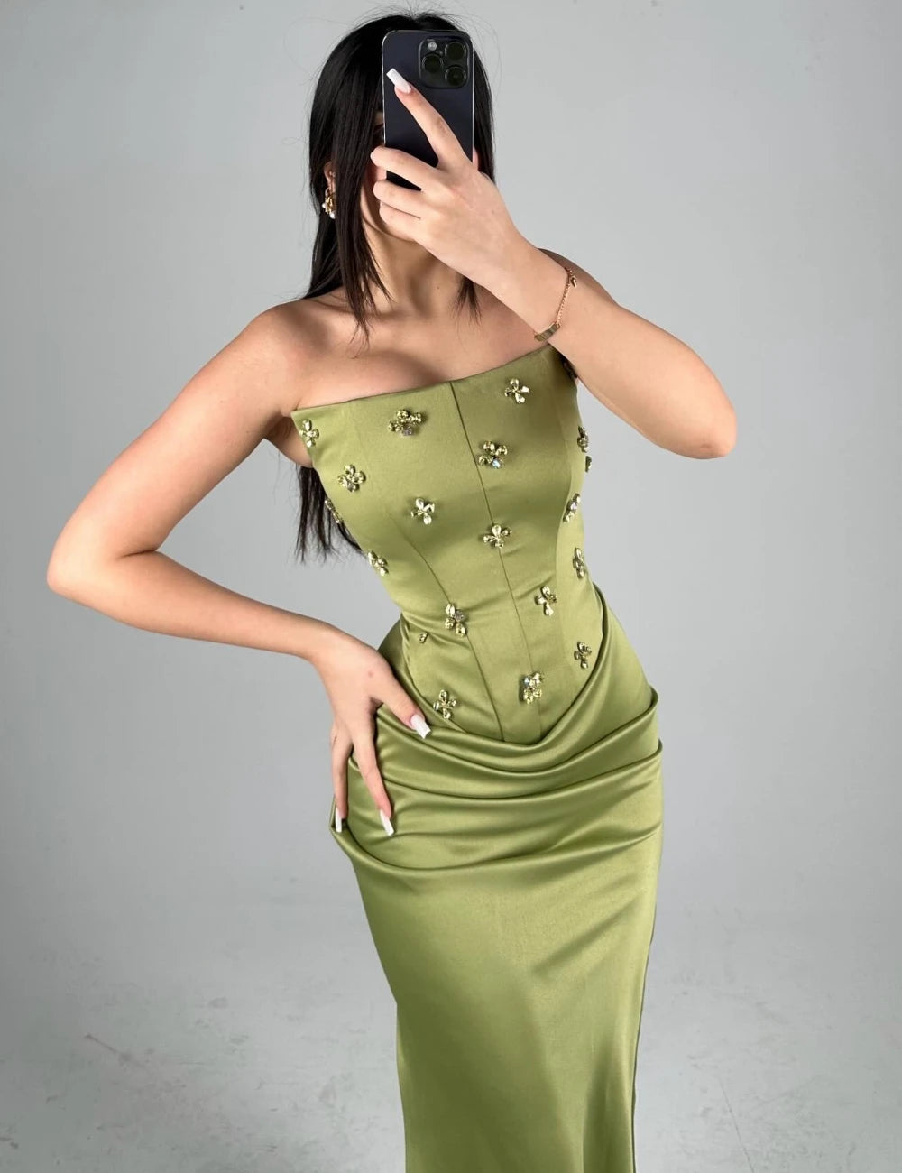 CustomizedSizes Available Flower Column Strapless Midi Dresses Homecoming
