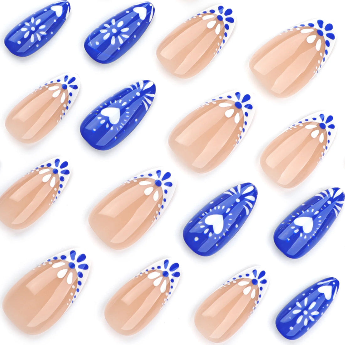24 Simple Boho Nail Designs | Bohemian style Blue White Love Totems Nail Art