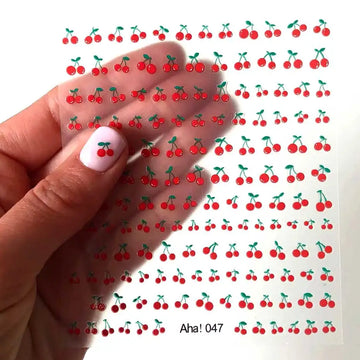 1sheet 3D Sweet Cherry Nails Inspo | 8*10cm Adhesive Red Cherry Nail Decor