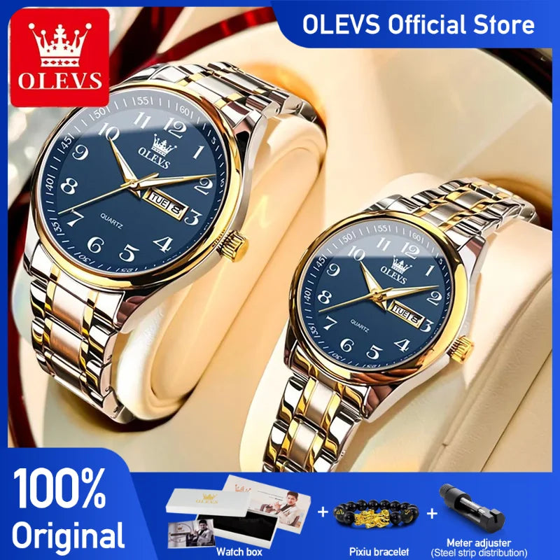 OLEVS 5567 Brand Couple Quartz Waterproof Wristwatch for Lover | Wristwatch Simple Fashion