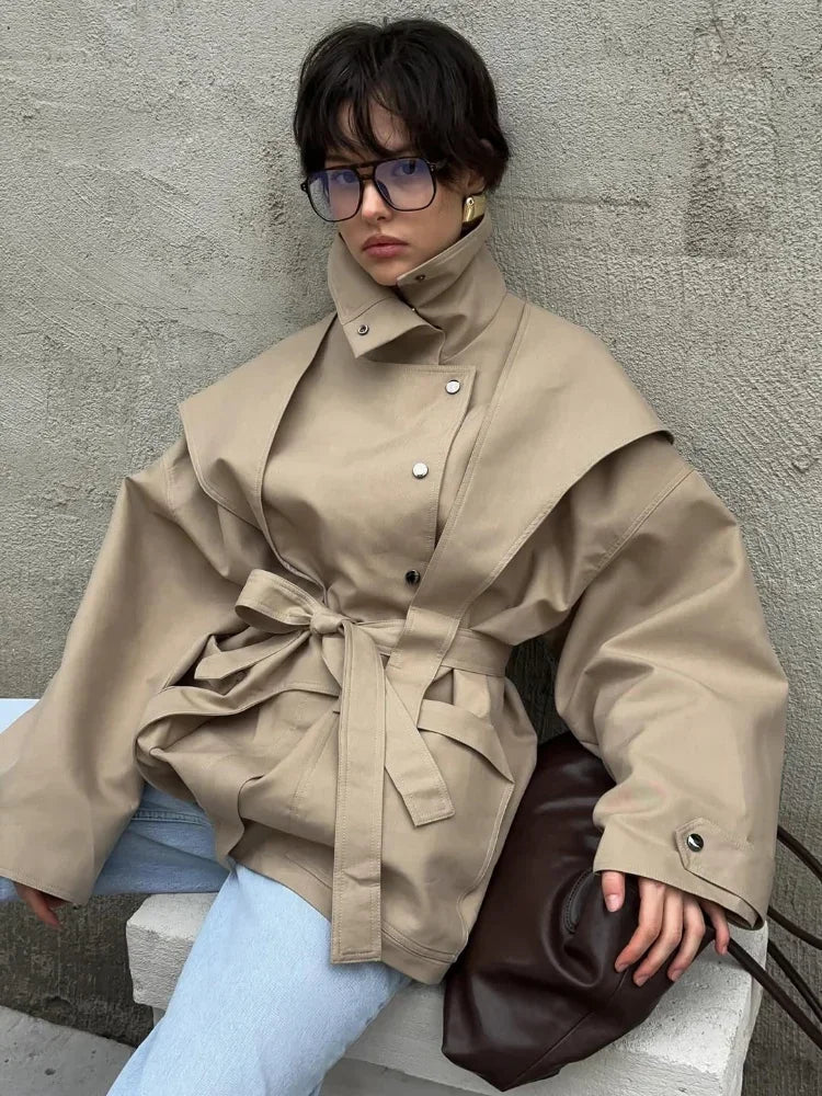 Windbreaker Fashion Women | Solid High Neck Buttons Long Sleeve Single-breasted Coats