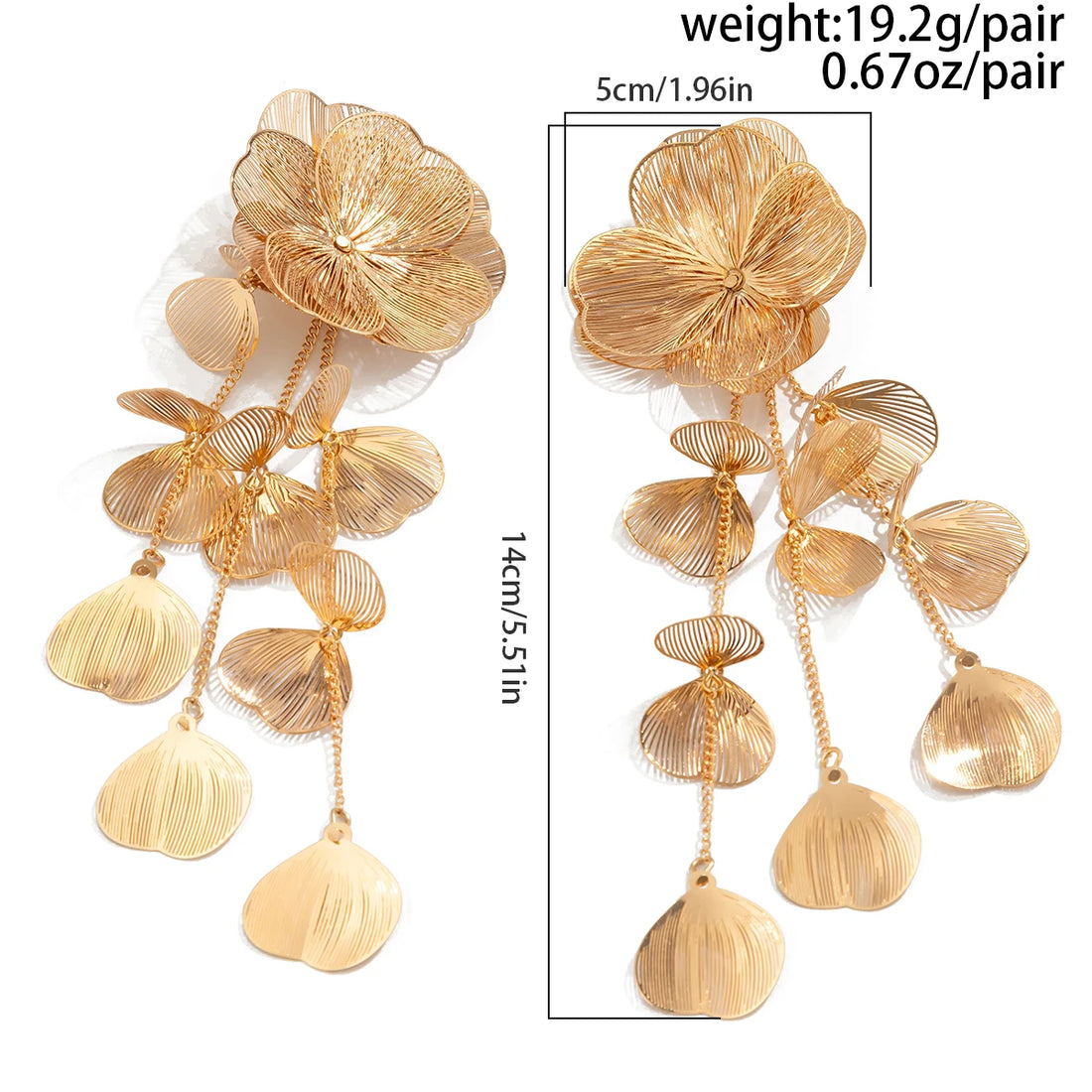 Ingemark Romantic Leaf Petal Flower Drop Earrings for Women | Wed Bridal Kpop Long Tassel Hanging Piercing Earring