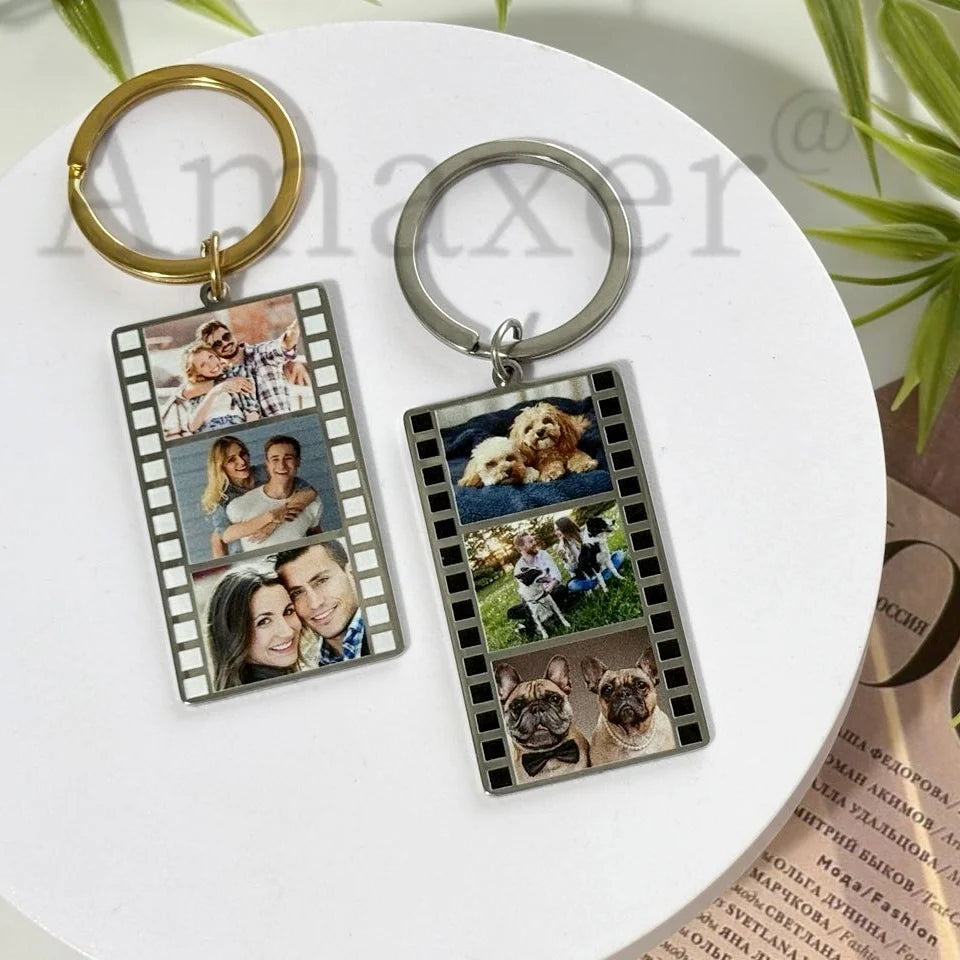 Custom photo film keychain | 3 Photos Personalized Camera Roll Gift for Women | Valentine's Day Jewelry