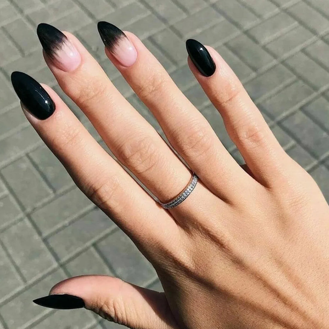 24 Back To School Nails Inspo | Y2k Fake Black Nail Long Ballet | Reusable Press on Set Nails