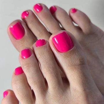 24pcs Red Toe Nails Designs With Detachable Fake Nails For Festival Date