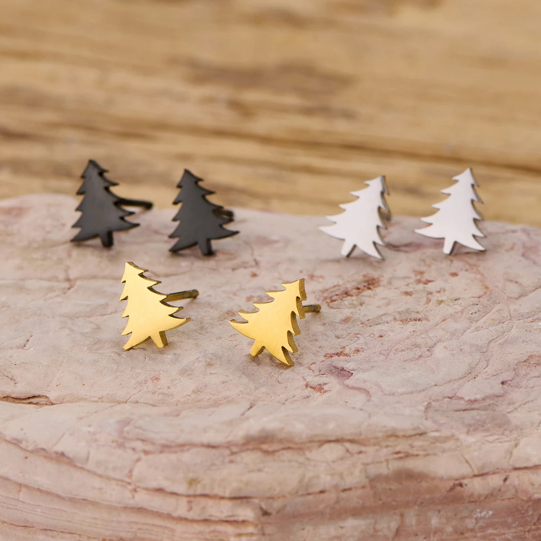 Christmas Stainless Steel Earrings | Cute Christmas Tree Fashion Stud Earrings for Women