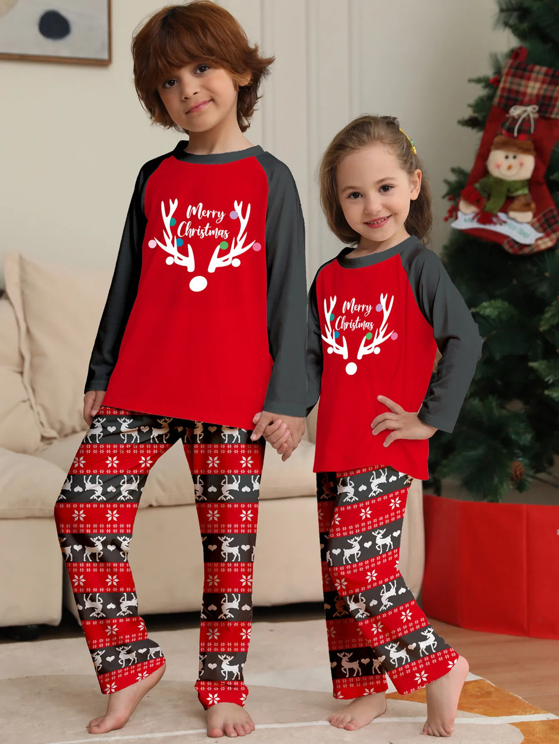 Christmas Family Matching Outfits | Kids 2 Pieces Suit Baby Romper Cute Loose Sleepwear