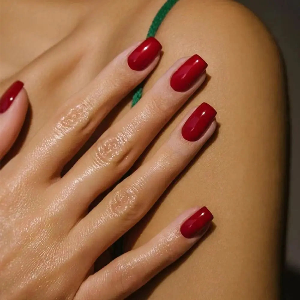 24 Nail Ideas For School | Fake Nail Red Green Mid Long Square False Nails For Manicure