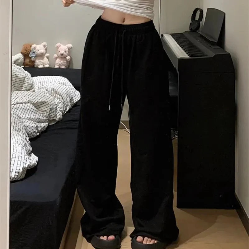 Wide Leg Sweatpants for Women | Elastic Waist Casual Sport Pants Woman Streetwear Gray Oversize