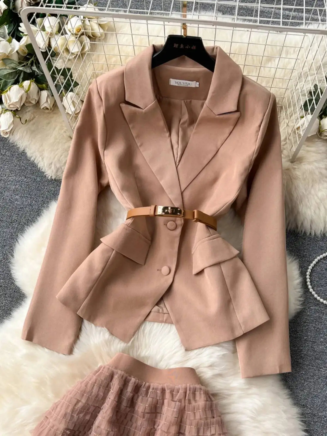 Casual Autumn Outfits For Ladies | Women Vintage Blazer Two Piece Sets | Ladies Party Set