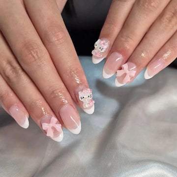 24 Basic Back To School Nails | Stereo Hello Kitty Drill 3d Pink Butterfly Drill Wear Armor suit