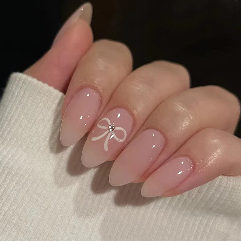 24 Pink Fall Nails and sweet pressed nails, suitable for women and girls