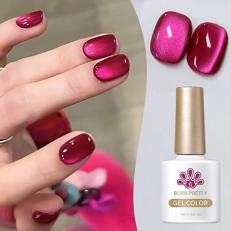 BORN PRETTY Pink Red Cat Magnetic Gel Nail Polish 10ml | Red cat eye nails pinterest