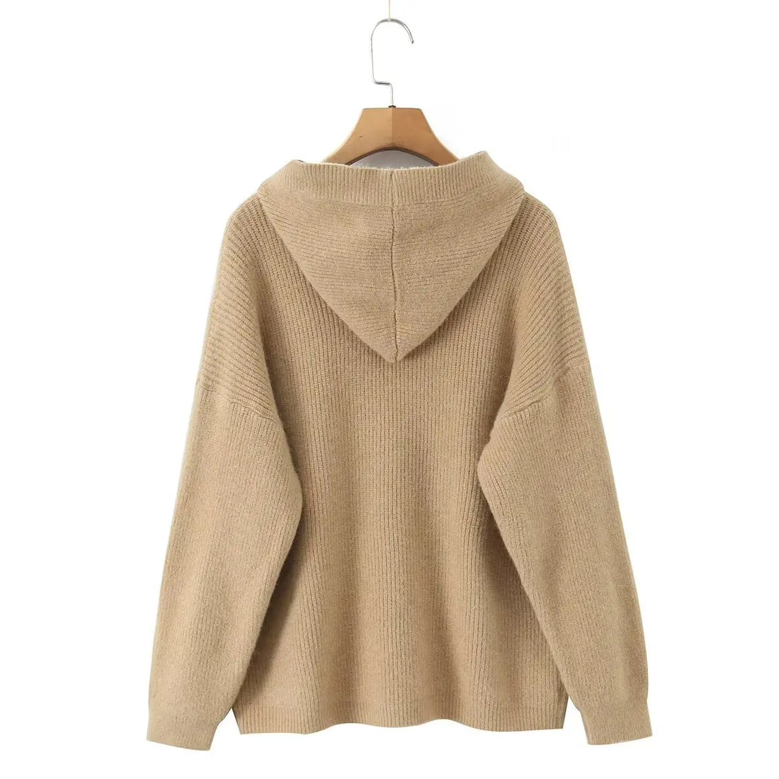 Hooded Cardigan Sweater | New Solid Color Hooded Knitted Cardigan | Retro Long Sleeve