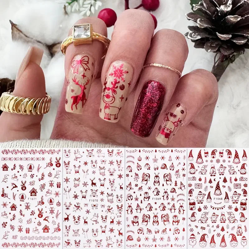 1 Cartoon Christmas Nail Art Ideas | Cute Santa Claus Christmas Tree Snowflakes Winter Nails