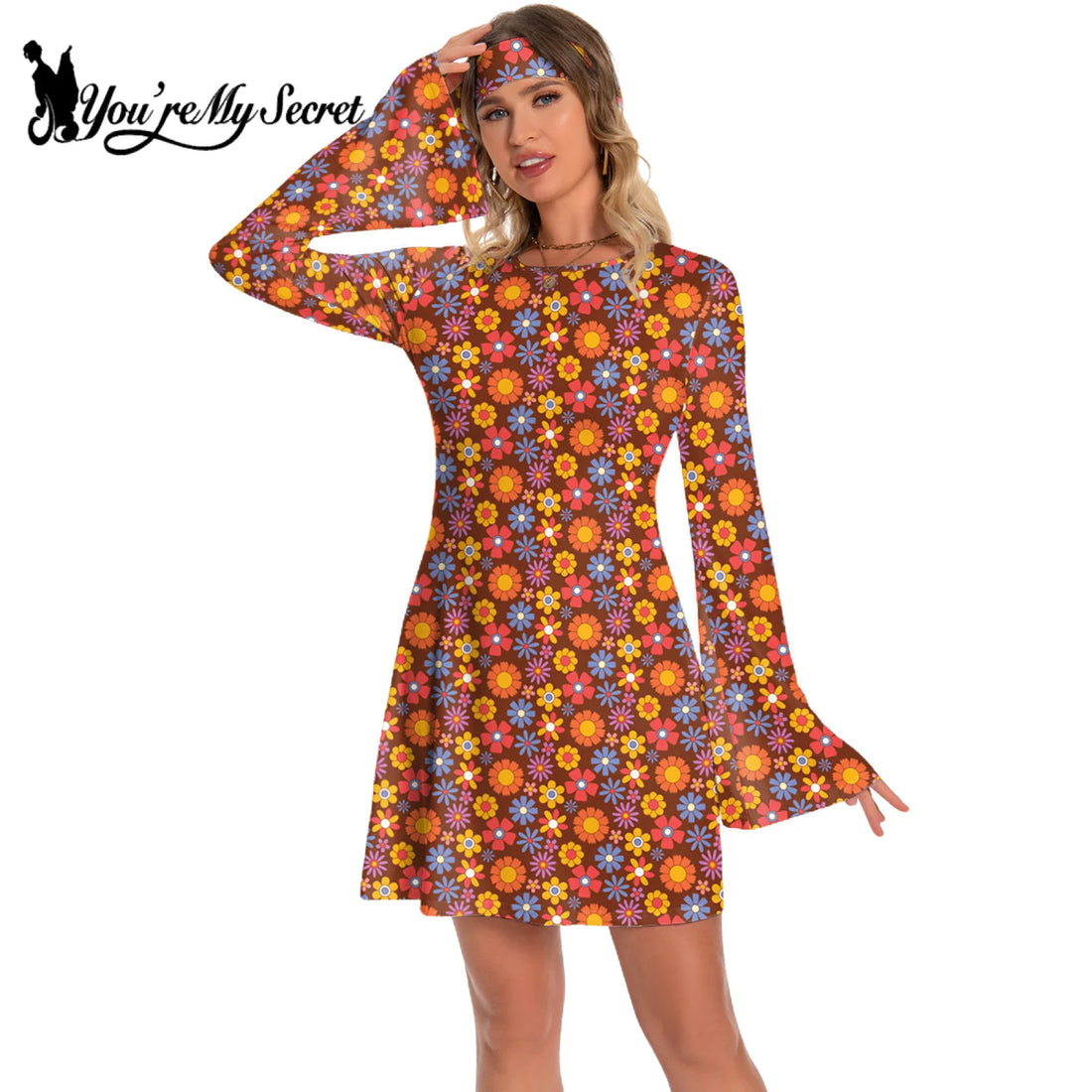 70s Hippie Outfit Ideas Female | Disco Dress | Halloween Party Fancy Dress Up Costume