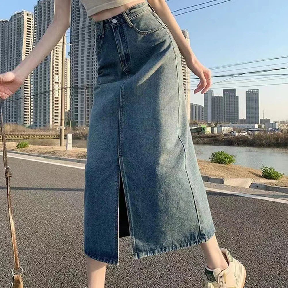 Long Waist Skirts | Straight Side Split A-line Pencil Skirts Lady Hip-covering Straight Long Skirt
