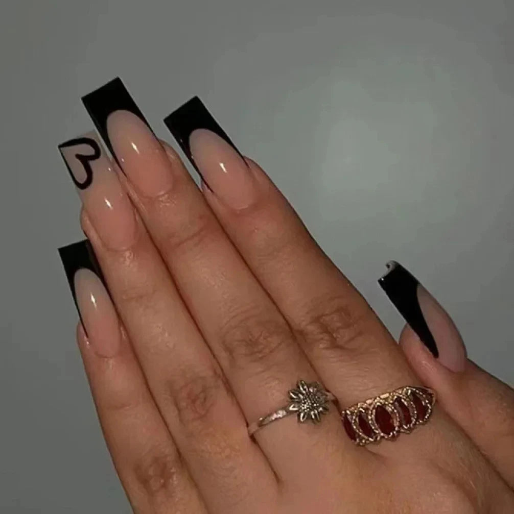 24 Black French Nail Designs | Press On Nails Press On Nails | Love Design Summer Nails