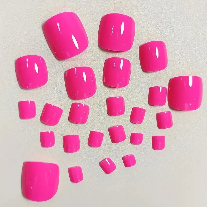 24pcs Red Toe Nails Designs With Detachable Fake Nails For Festival Date