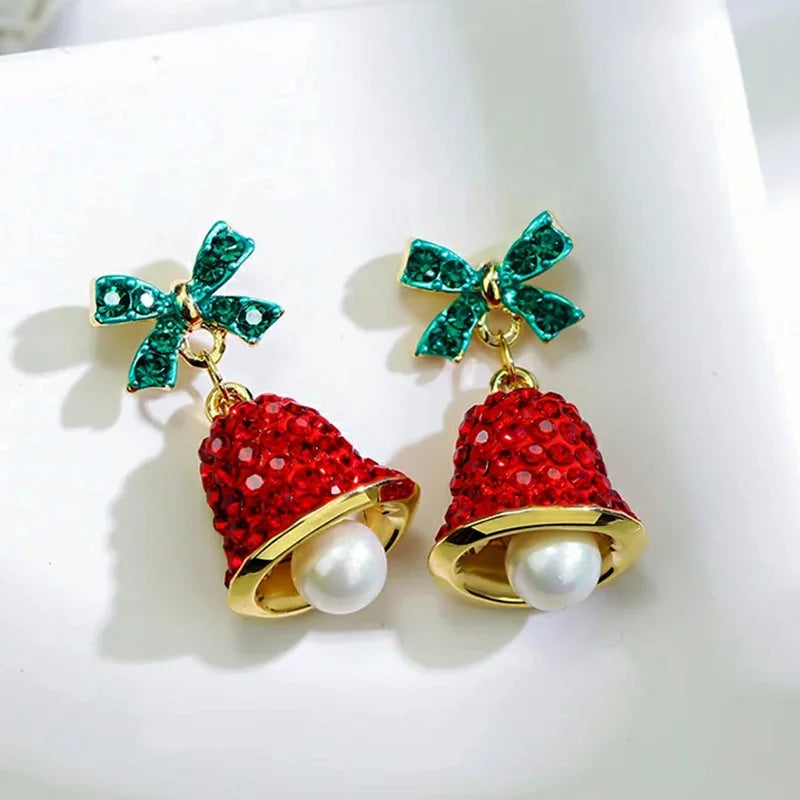 Fashion christmas clip on earrings for Women | Exquisite Elk Wind Chimes Dangle Earrings