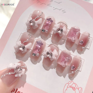 Diamond & Pearl 3D Design Press-On Nail Tips