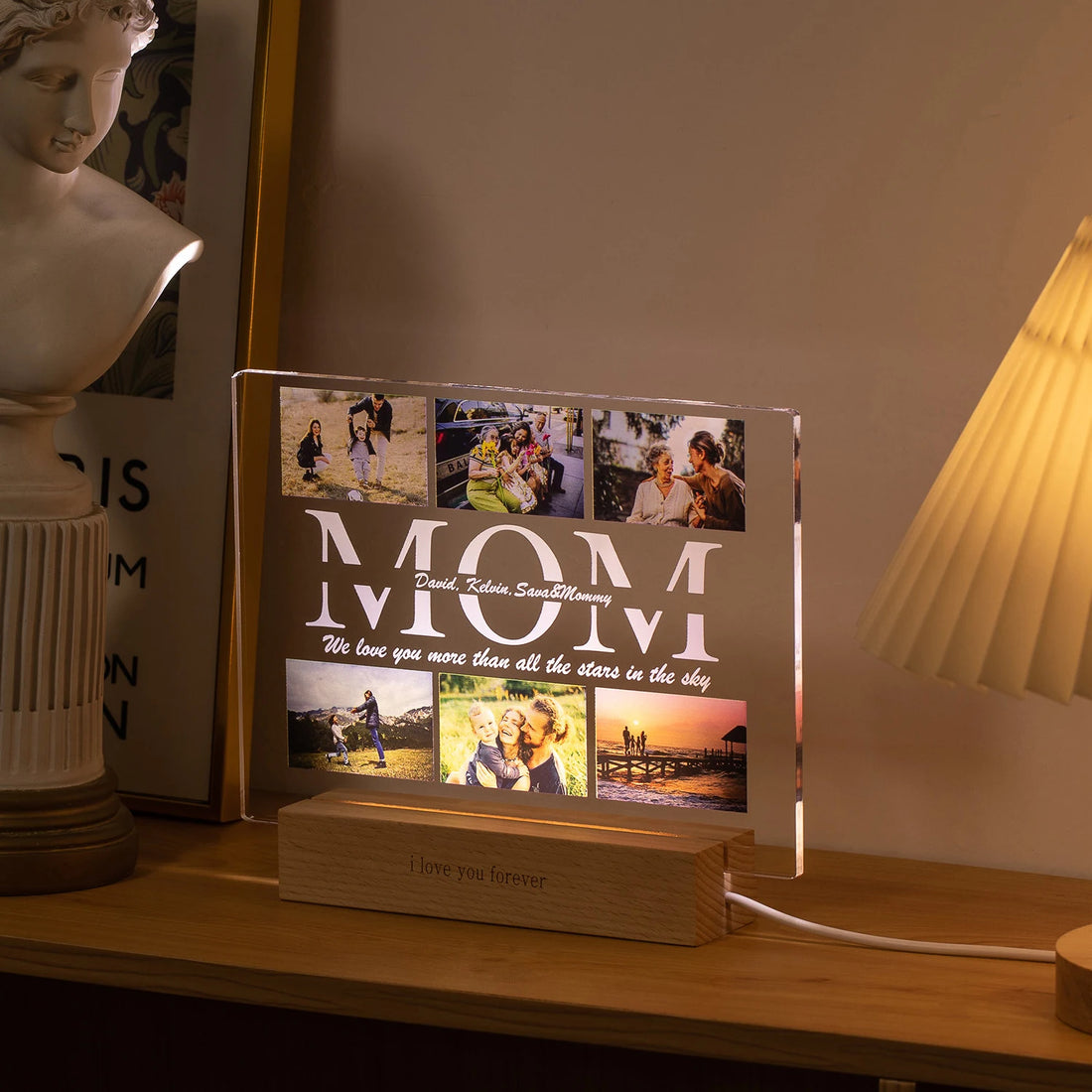 Birthday Party Gift Ideas | Custom Acrylic Lamp Personalized Photo | Bedroom Night For MOM DAD LOVE & Christmas Gift