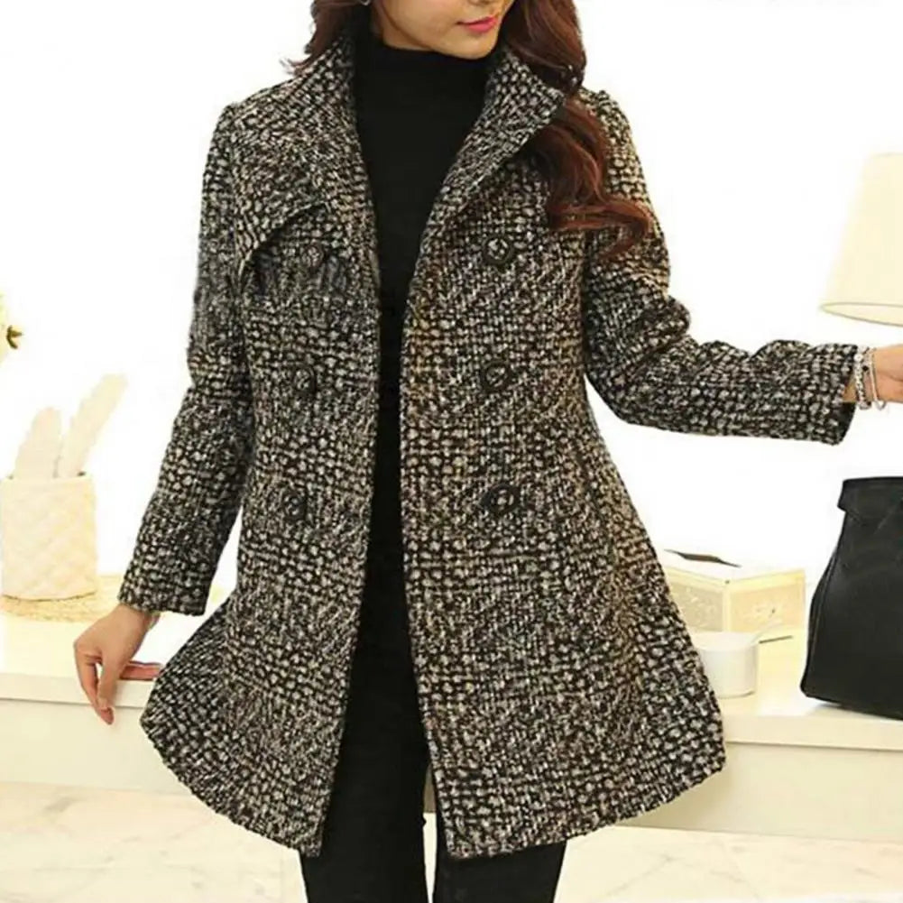 Tweed Cardigan Women's | Buttons Long Sleeves Thick Lady Overcoat Wool Blends Coat