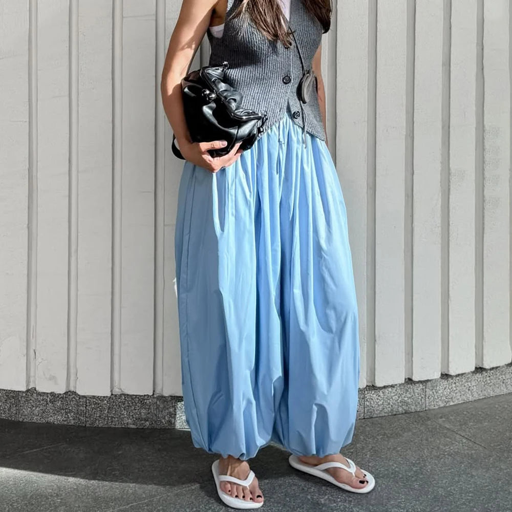 Trouser Length For Ladies | Pleated High Waist Casual Bloomer Pants