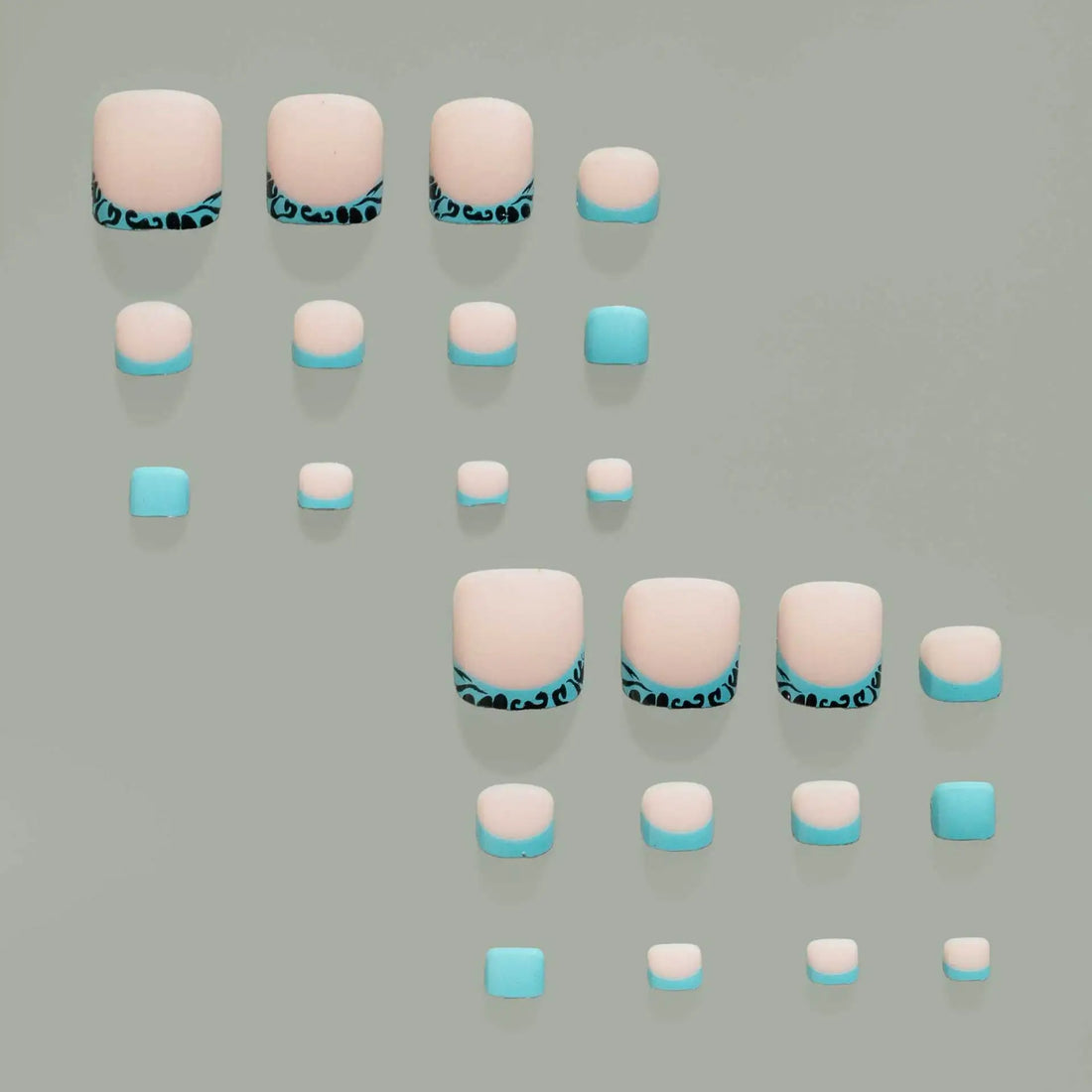 Summer Blue French Tip Fake Toenails 24Pcs Nude Color Press On Toe Nails Simple DIY Manicure Full Cover Acrylic False Toenails