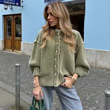 Crew Neck Cardigan Sweater | Casual Button Single-breasted Knitwear Top