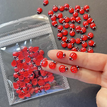 50 Lady Bug Nails Design | Cute Cartoon Ladybug Nail Charms | 9mm*13mm Mini Cute Manicure