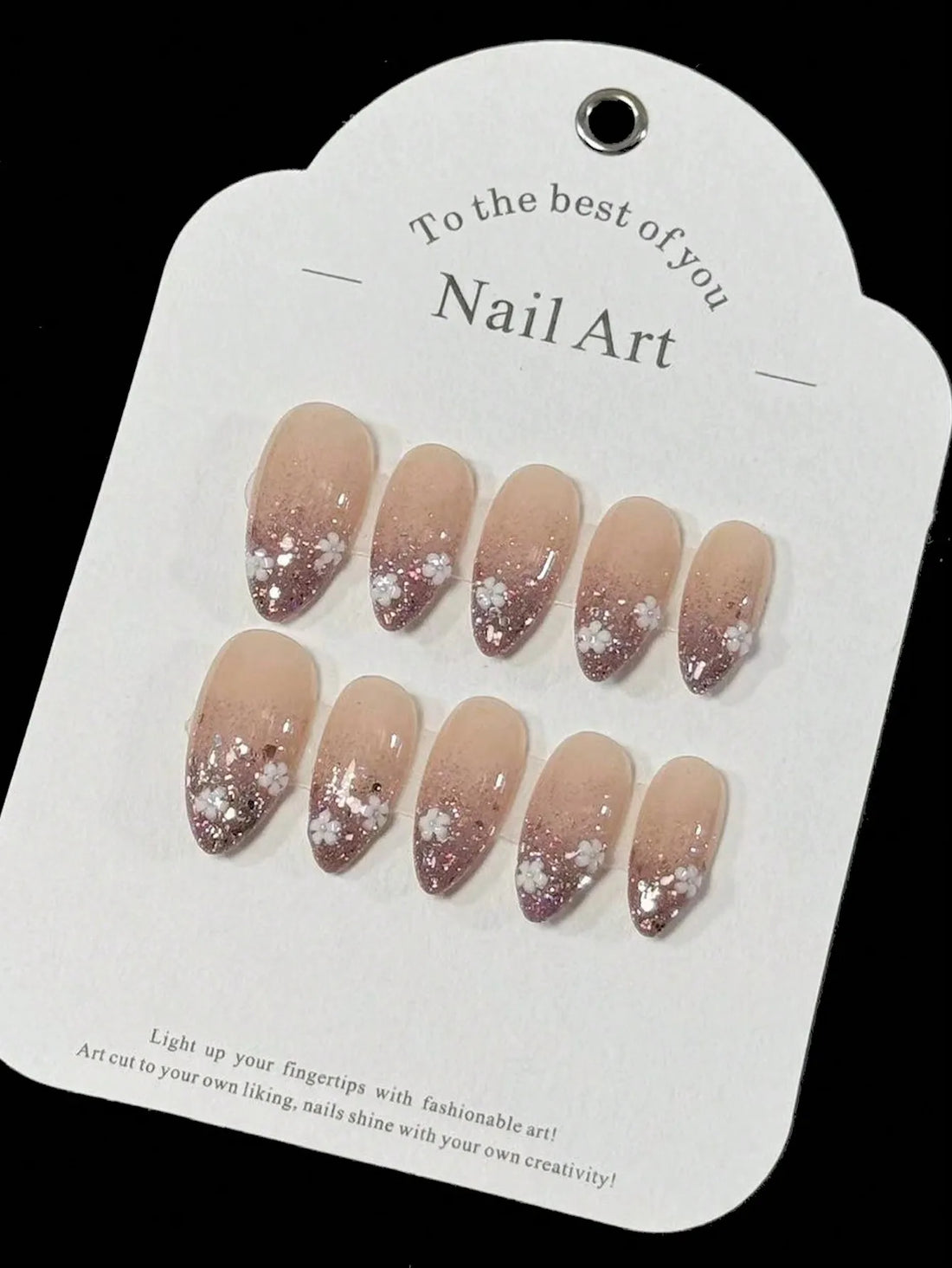 10 Glitter spring nails | flower cute delicate simple office fashion detachable false nails,