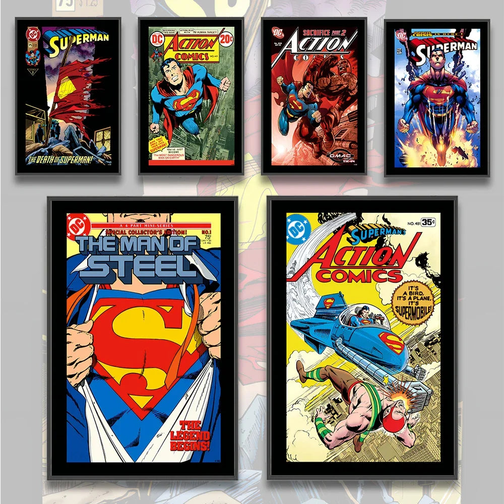 DC Book Covers Self-adhesive Poster Movie Figures Home Decoration | Superman Wall Decor