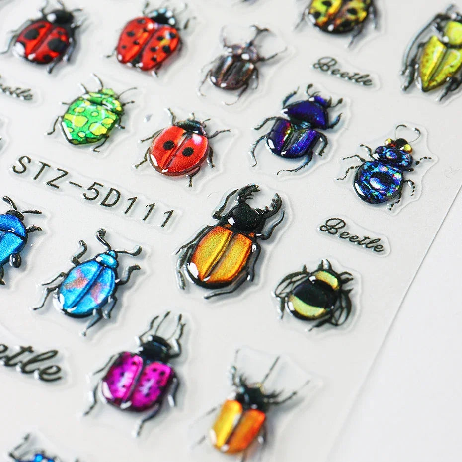 5D Ladybug Nail Ideas | Decals Ladybug Glowworm Longicorn Jelly Nail Art Decorations