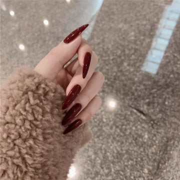 24 Red Stiletto Nails | Glossy Press on Nails Wearable Full Cover False Nail