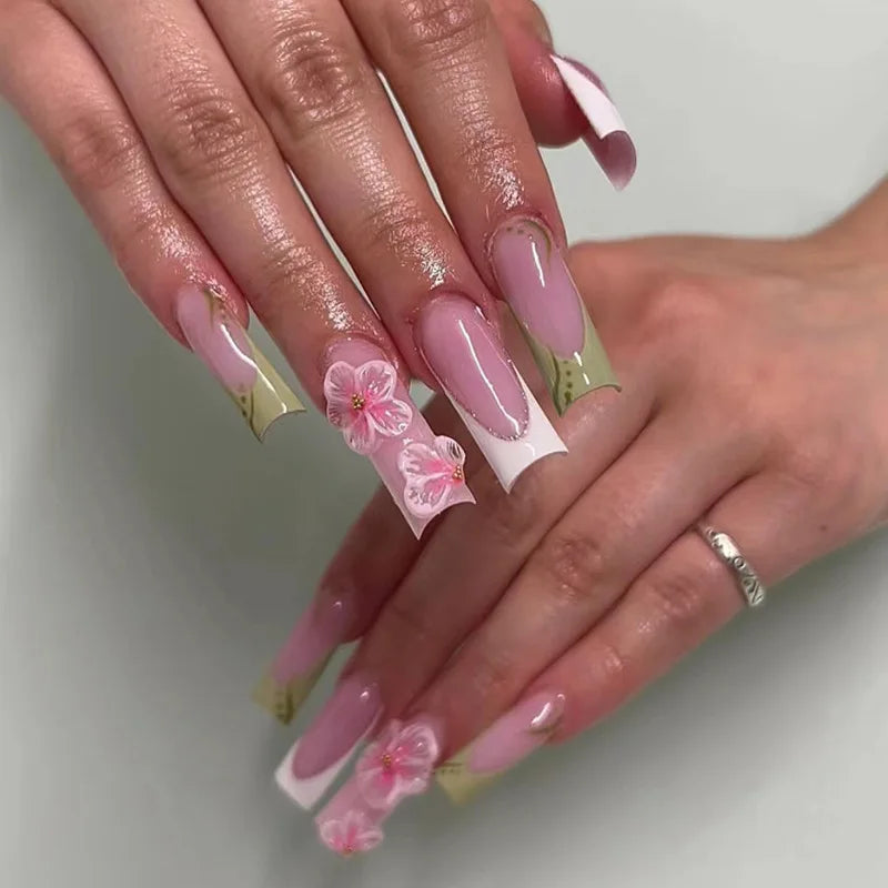 24pcs Bright Summer Nail Tips | Summer acrylic nail set