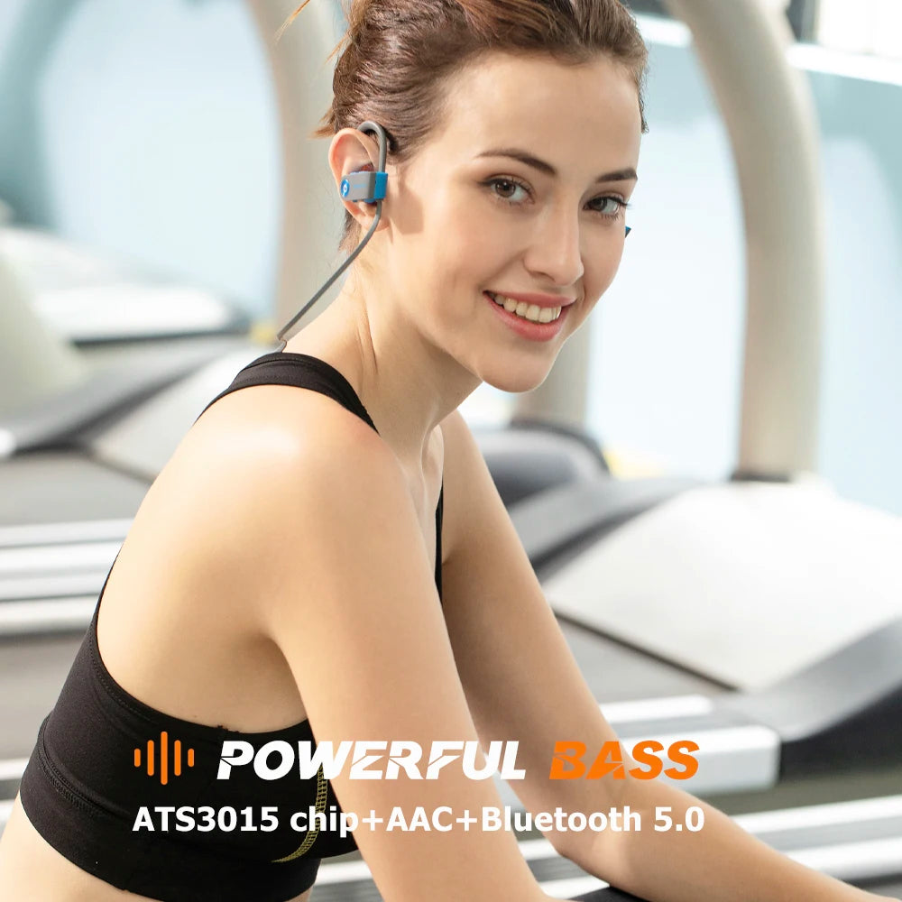 Wavefun XBuds Ear Hook Headphones Wireless | IPX7 Waterproof Super Bass Sport Earphones