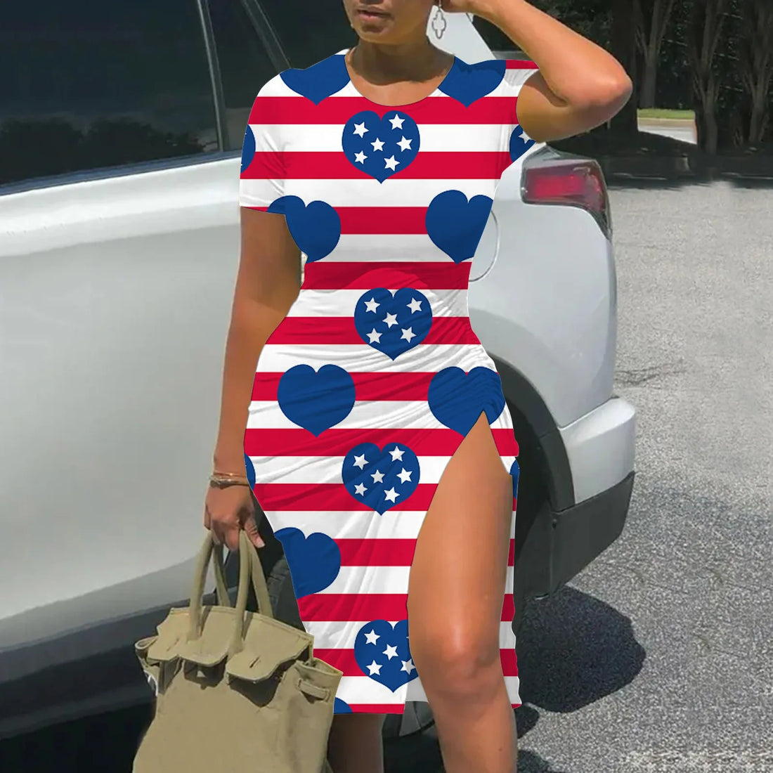 Strip American Flag july 4th outfits for woman