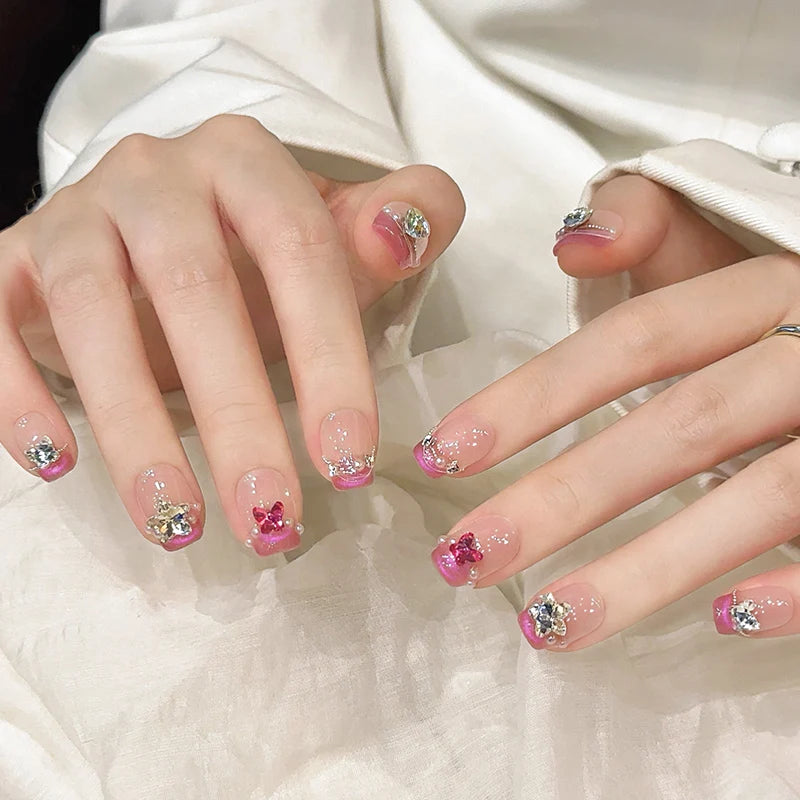 10 butterfly nails design | Handmade Press on Nails | Short Fake Nails | Wedding False Nails